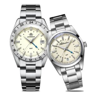 ★SuperDeals★Elegant Couple's Set: 38mm GMT Quartz Watch & 36mm GMT Quartz Watch